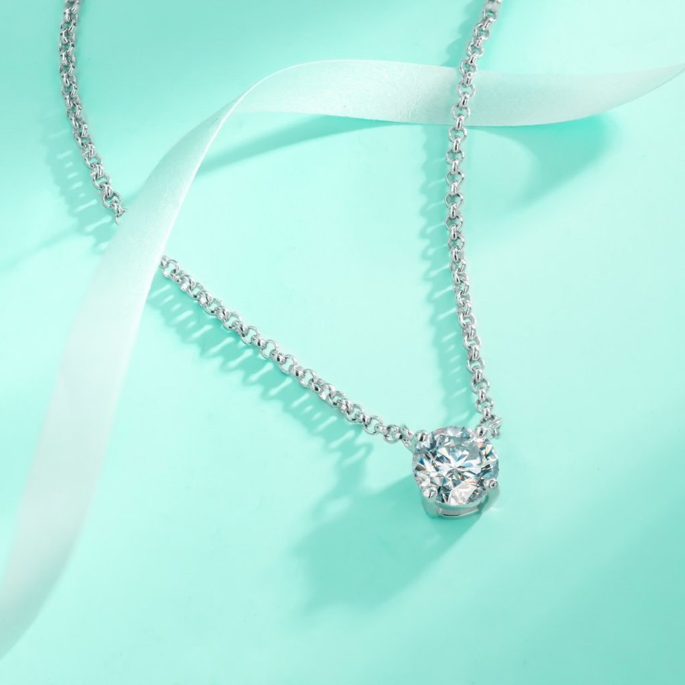 Certified 2 ct. t.w. Moissanite Diamond Solitaire Necklace NEW A - Picture 4 of 9